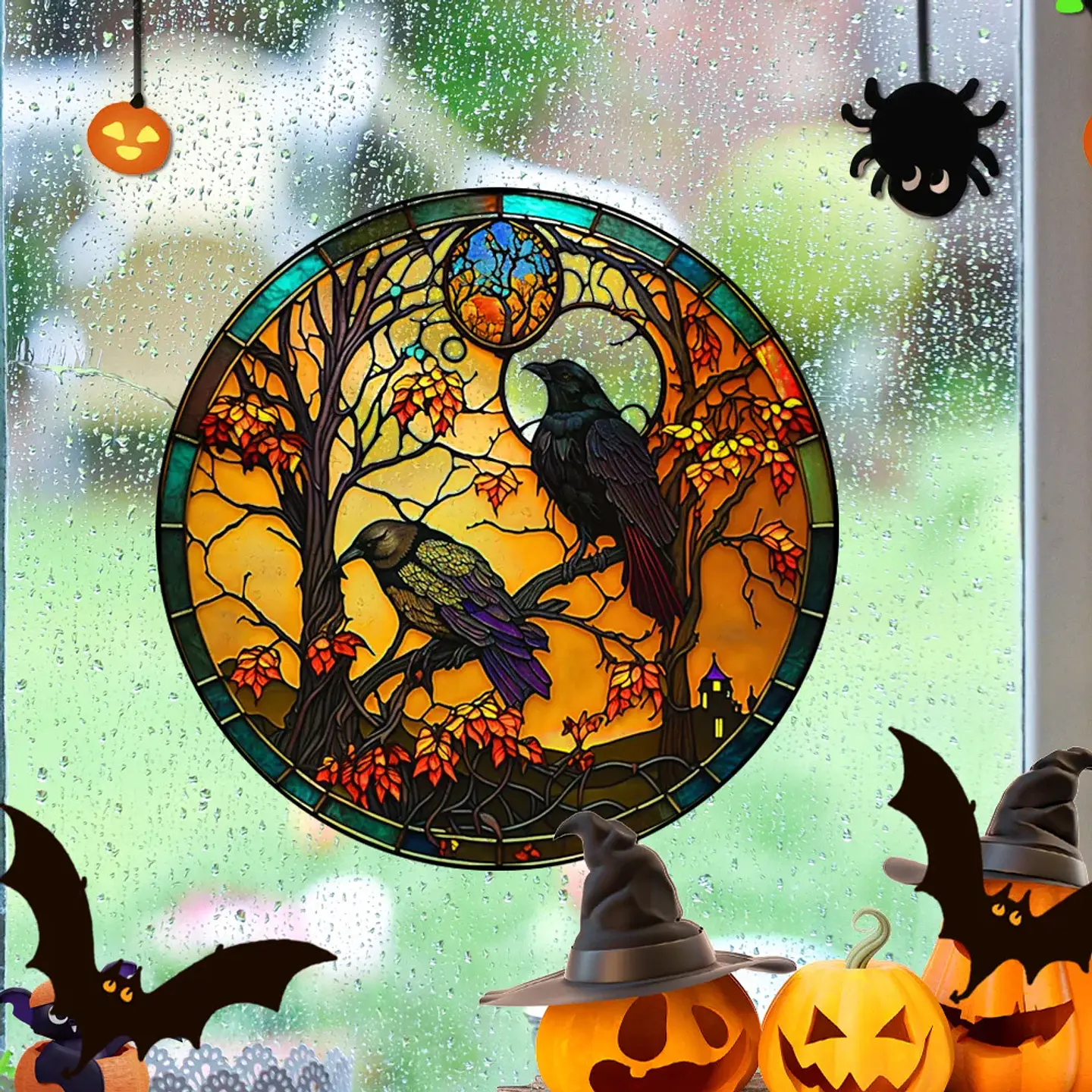 Static Glass Window Stickers – Halloween Castle & Cat 52