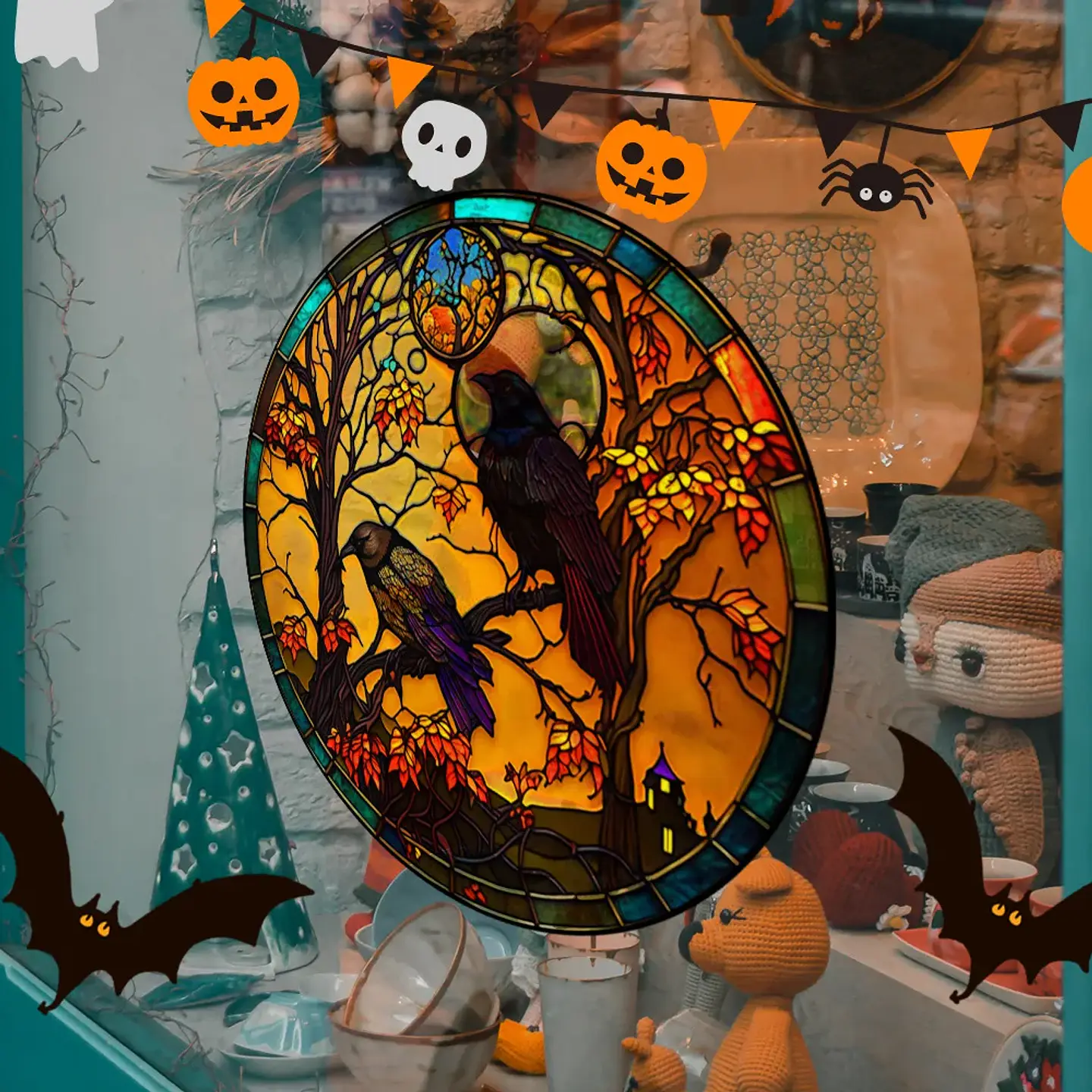 Static Glass Window Stickers – Halloween Castle & Cat 53