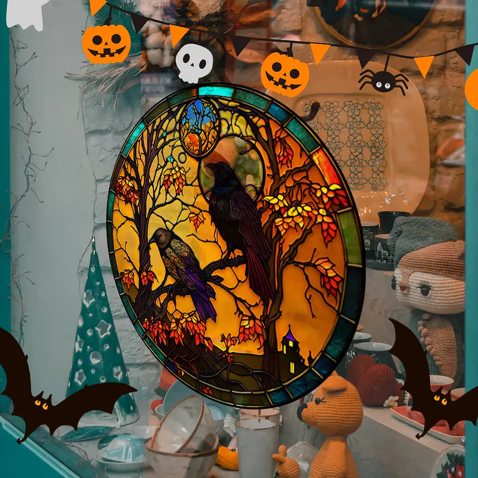 Static Glass Window Stickers – Halloween Castle & Cat 53