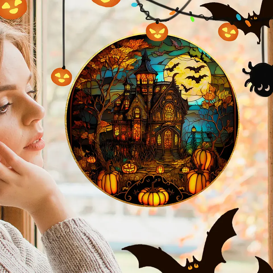 Static Glass Window Stickers – Halloween Castle & Cat 57