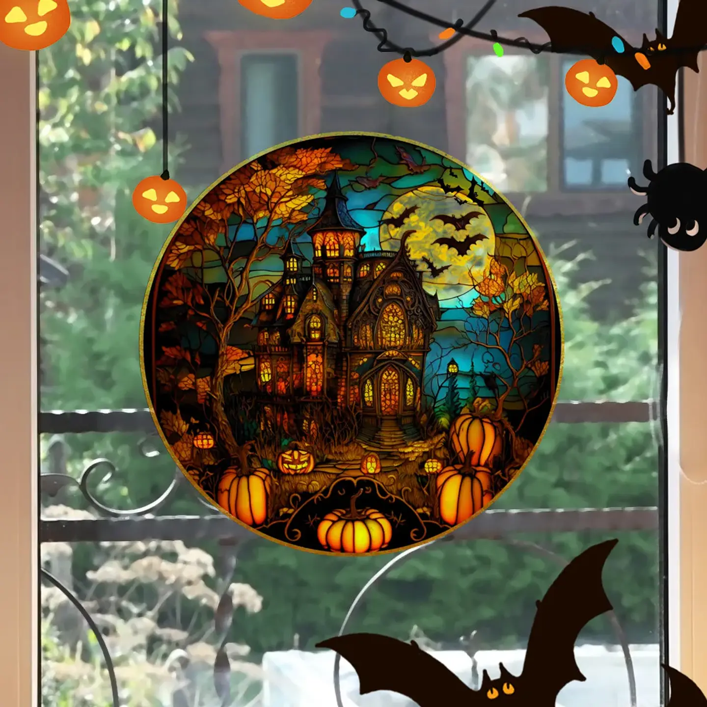 Static Glass Window Stickers – Halloween Castle & Cat 62