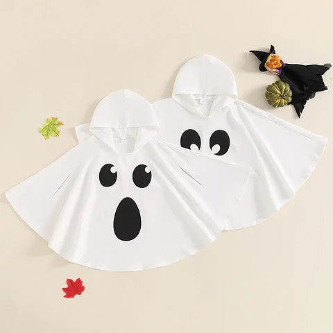 Ghost Print Hooded Cape Costume – Kids Halloween