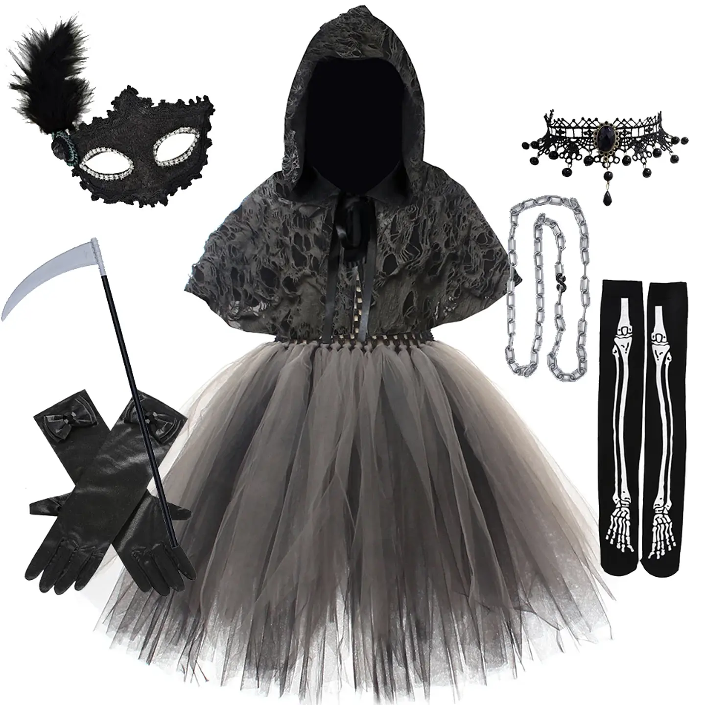 Reaper Dress-Up Costume – Girls Halloween Hoodie 9