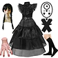 Black Gothic Costume Dress – Girls Halloween - thumbnail 1