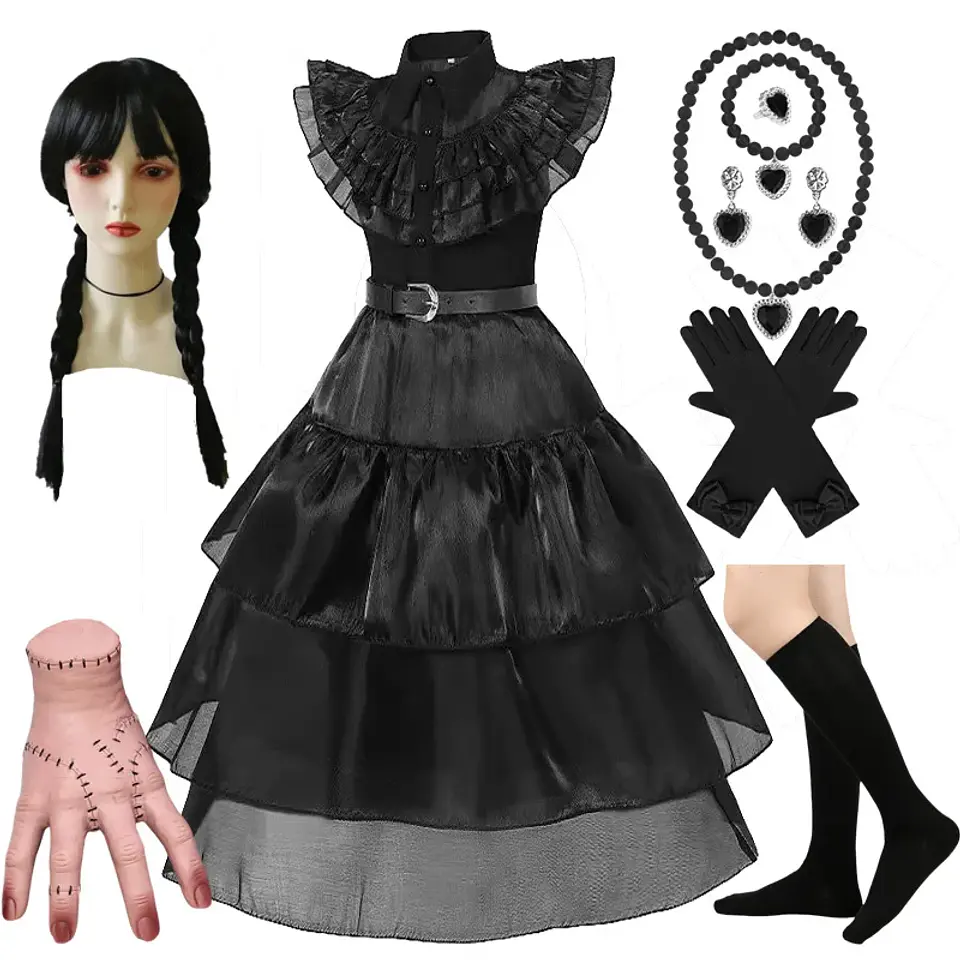 Black Gothic Costume Dress – Girls Halloween 1