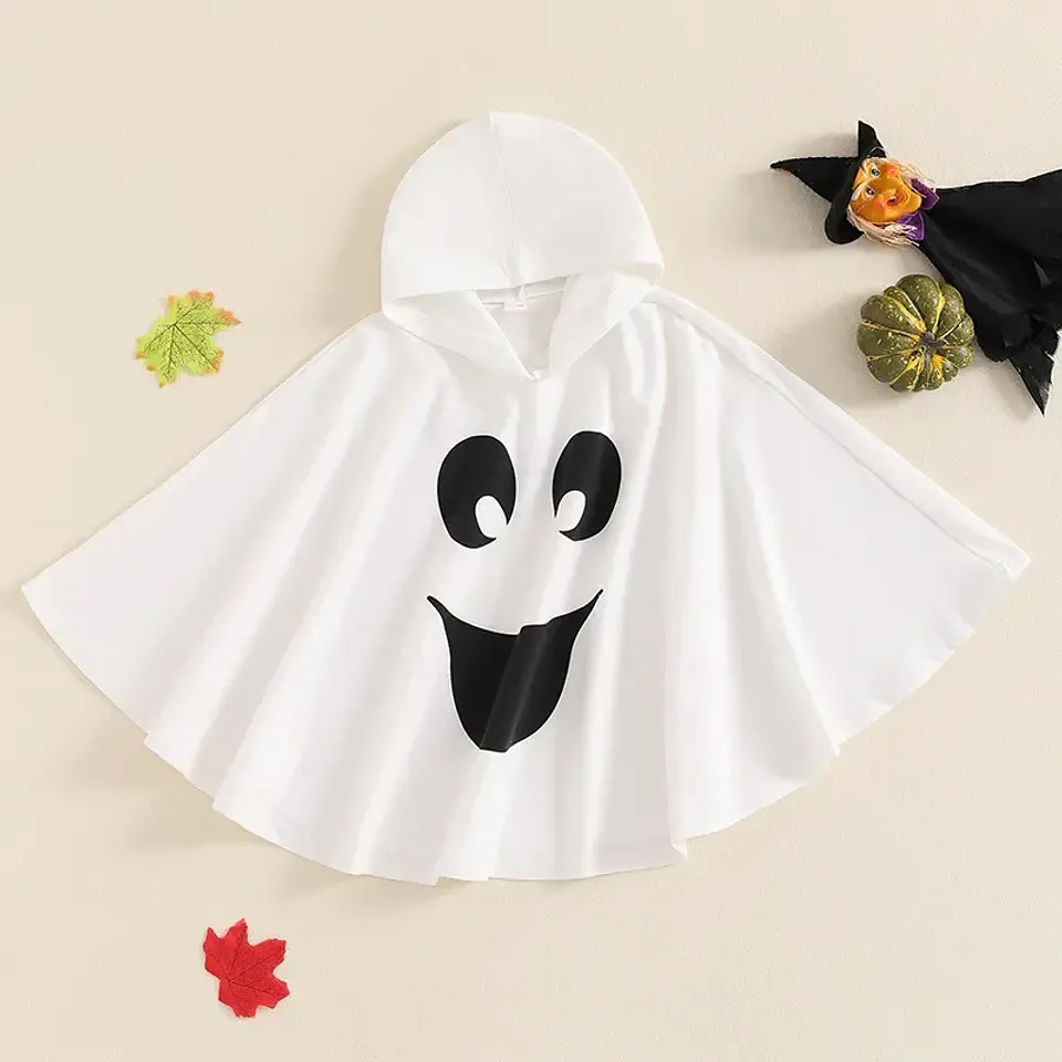 Ghost Print Hooded Cape Costume – Kids Halloween 5