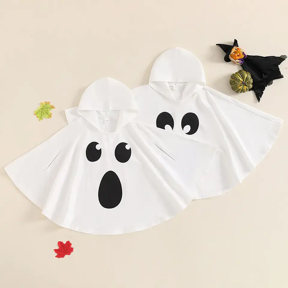 Ghost Print Hooded Cape Costume – Kids Halloween 9
