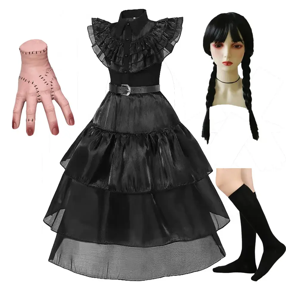 Black Gothic Costume Dress – Girls Halloween 12