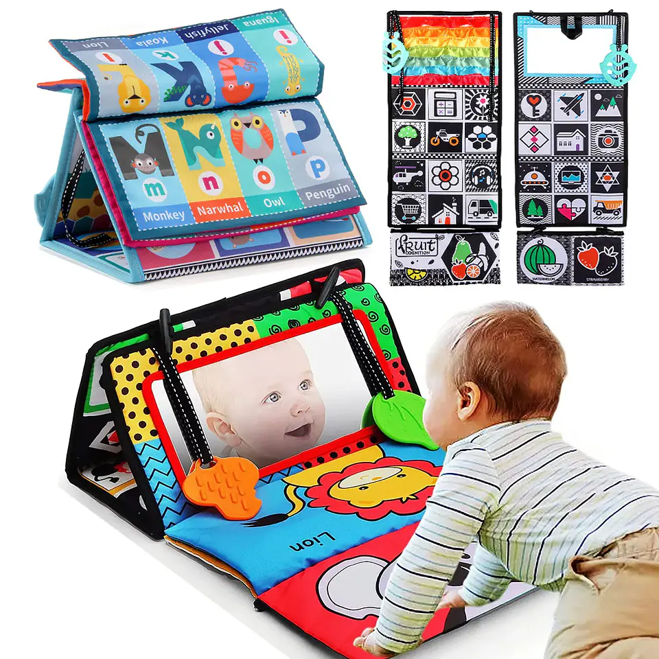 Crinkle Cloth Book & Tummy Time Mirror – Newborn 1