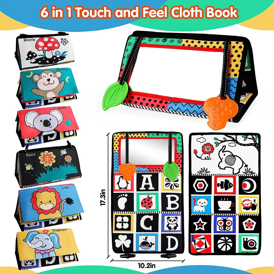 Crinkle Cloth Book & Tummy Time Mirror – Newborn 2