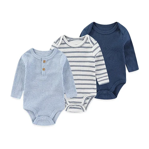 Cotton Baby Bodysuit Set – 3 Pieces Unisex