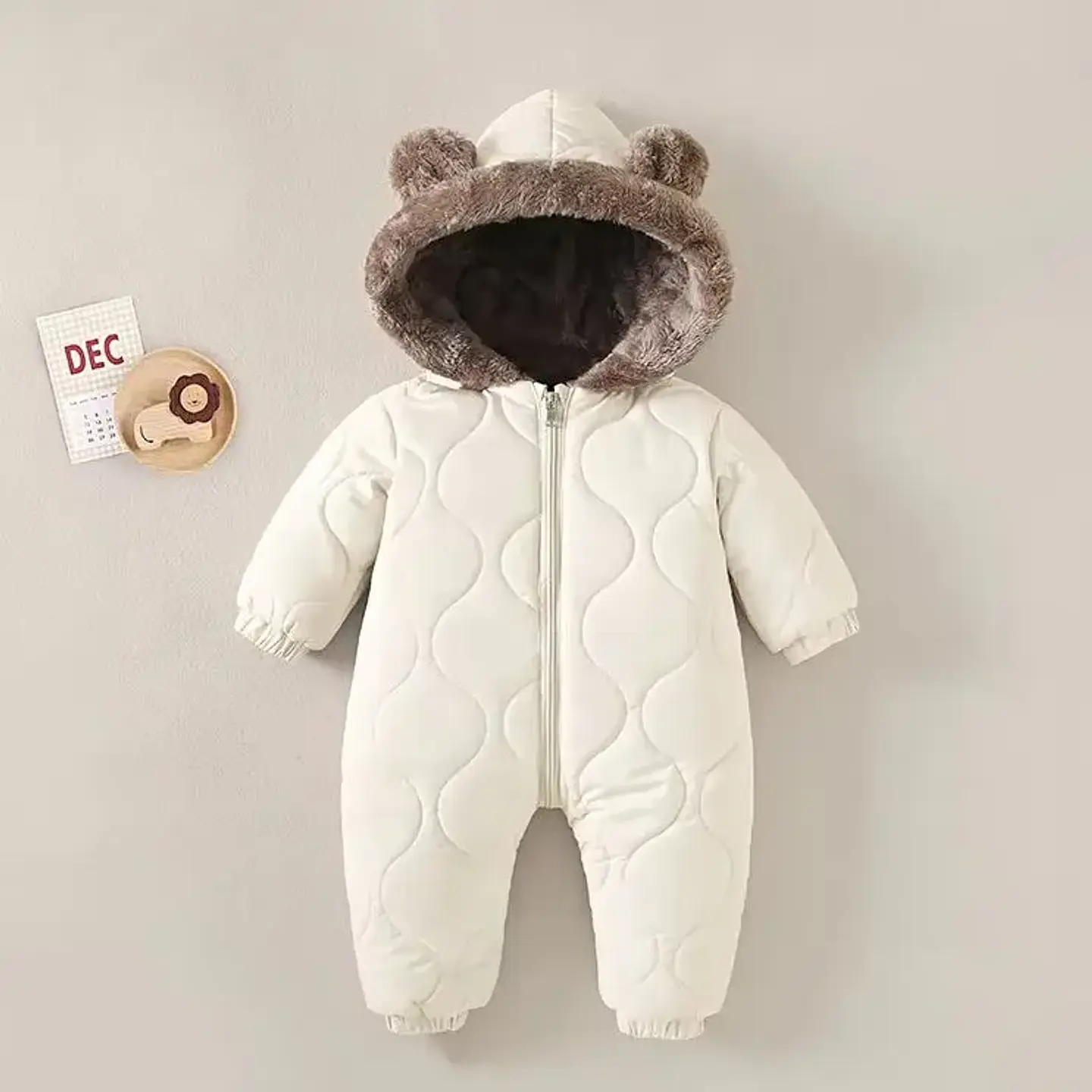 Fleece Hooded Crawling Suit – Baby Onesie 1
