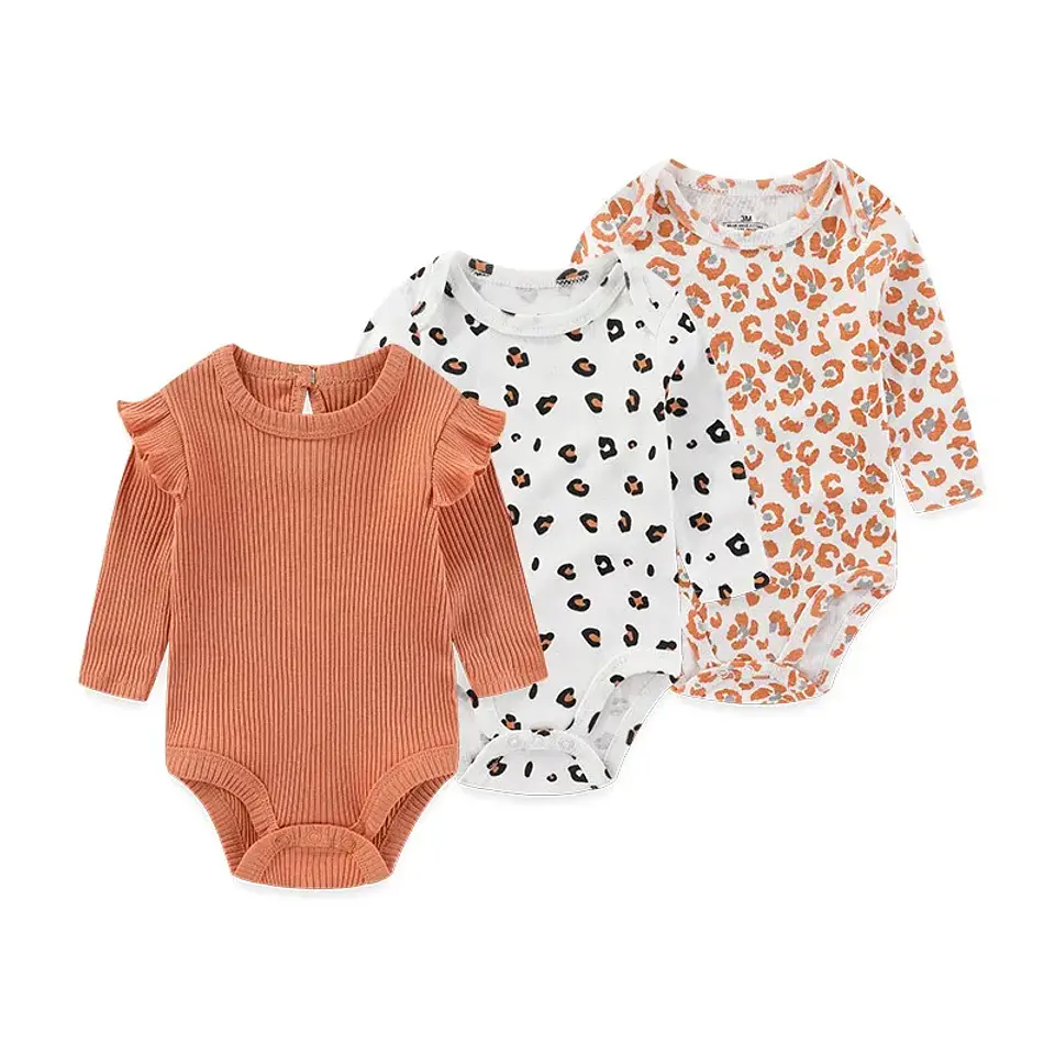 Cotton Baby Bodysuit Set – 3 Pieces Unisex 4