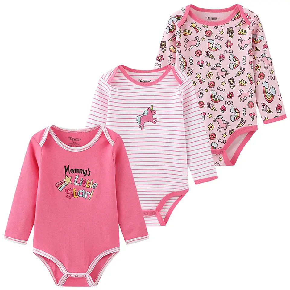 Cotton Baby Bodysuit Set – 3 Pieces Unisex 7