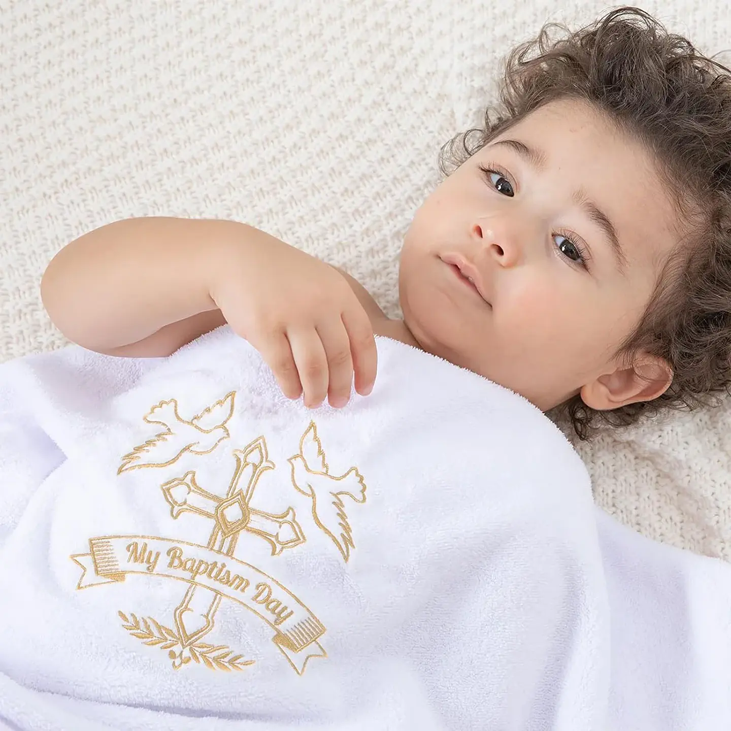 Embroidered White Baptism Blanket – Christening Gift 2