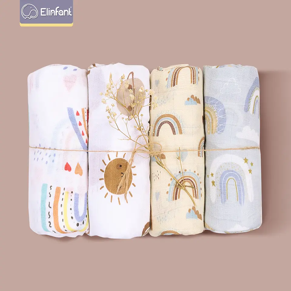 Muslin Swaddle Blanket Gift Set – 4 Pieces 1