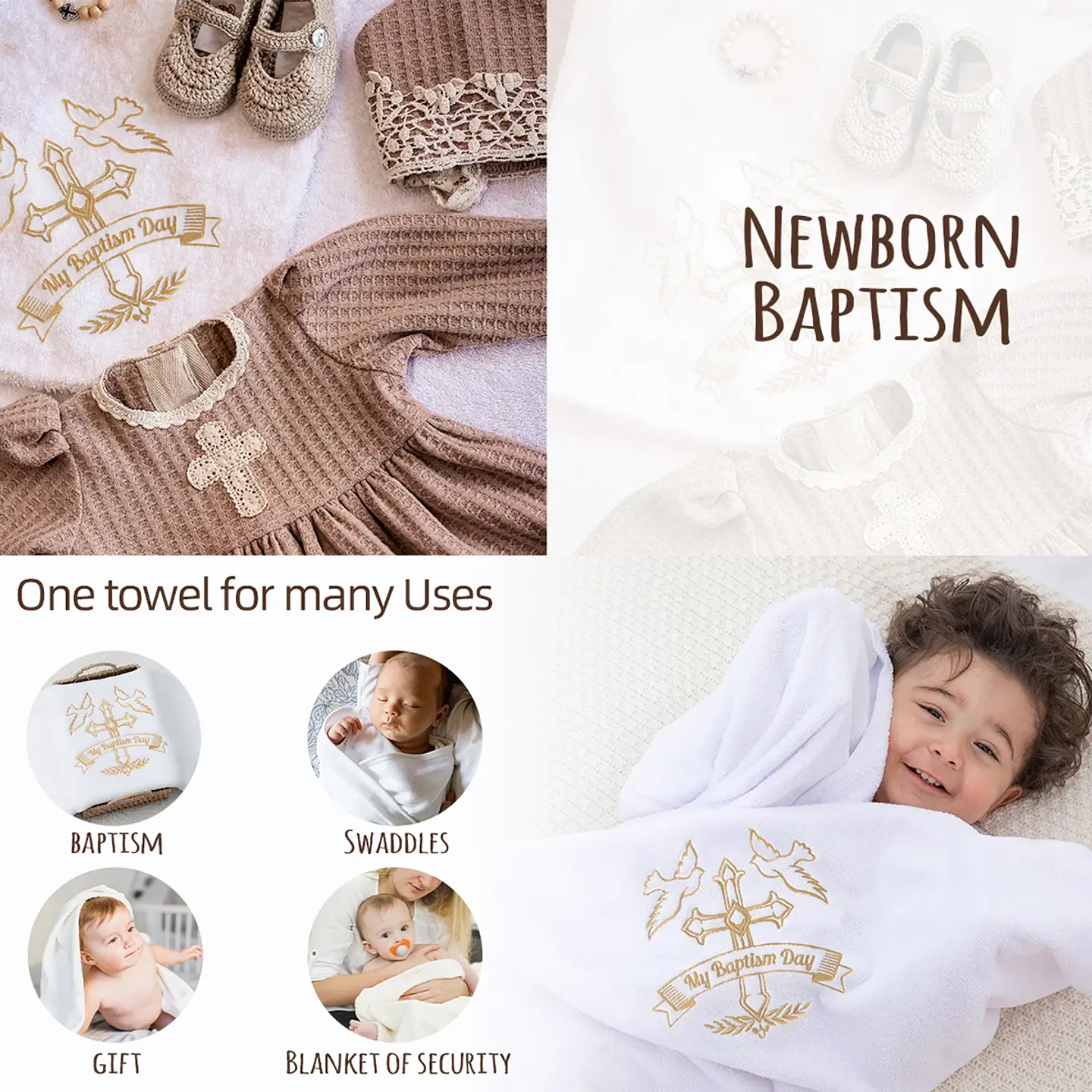 Embroidered White Baptism Blanket – Christening Gift 3