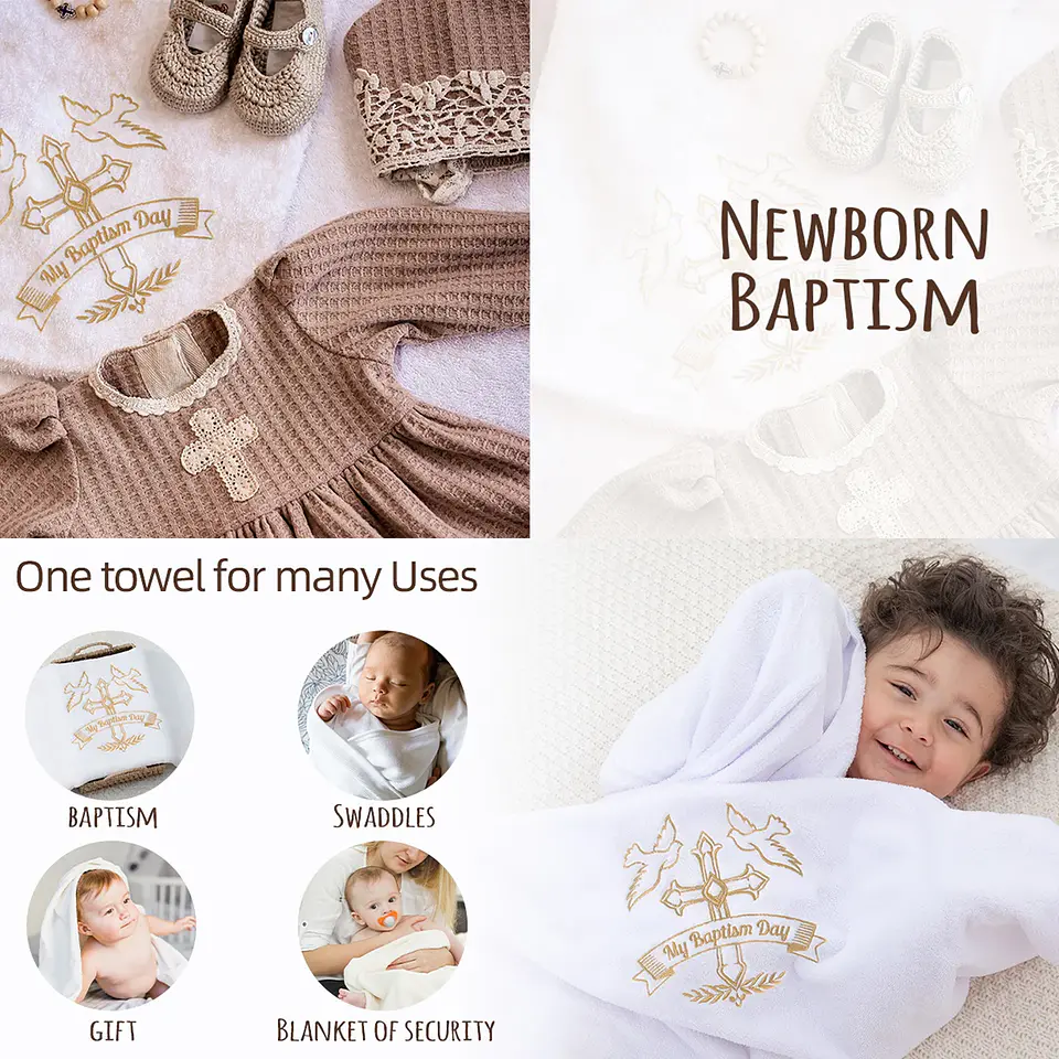 Embroidered White Baptism Blanket – Christening Gift 3