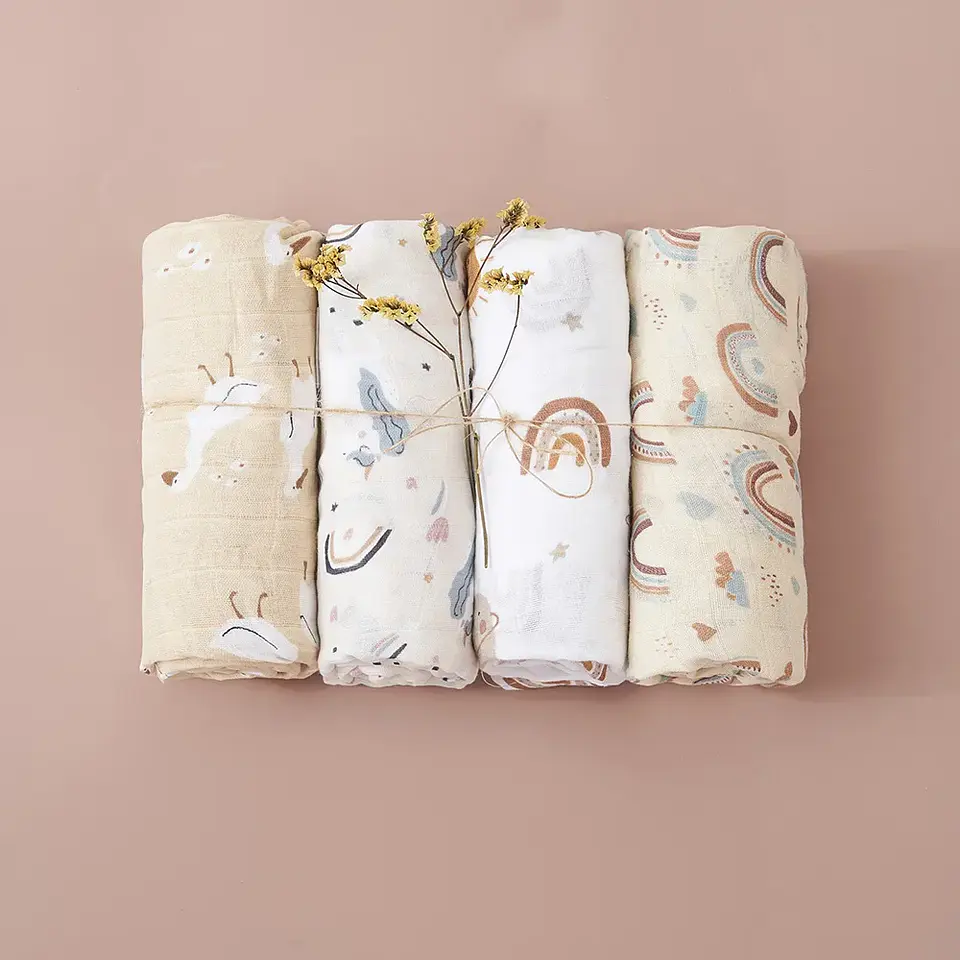 Muslin Swaddle Blanket Gift Set – 4 Pieces 7