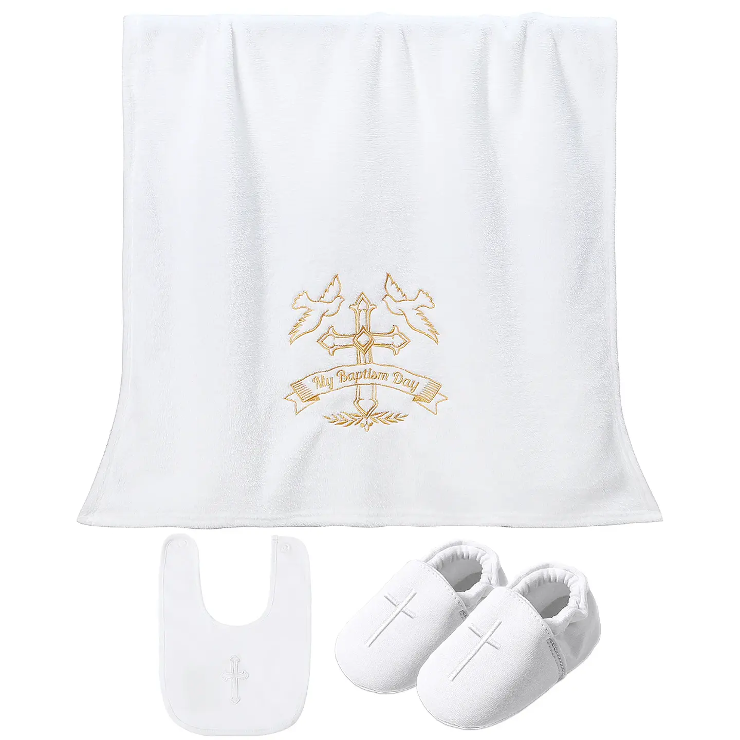 Embroidered White Baptism Blanket – Christening Gift 9