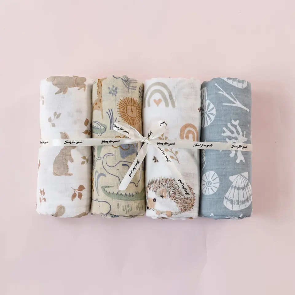 Muslin Swaddle Blanket Gift Set – 4 Pieces 8