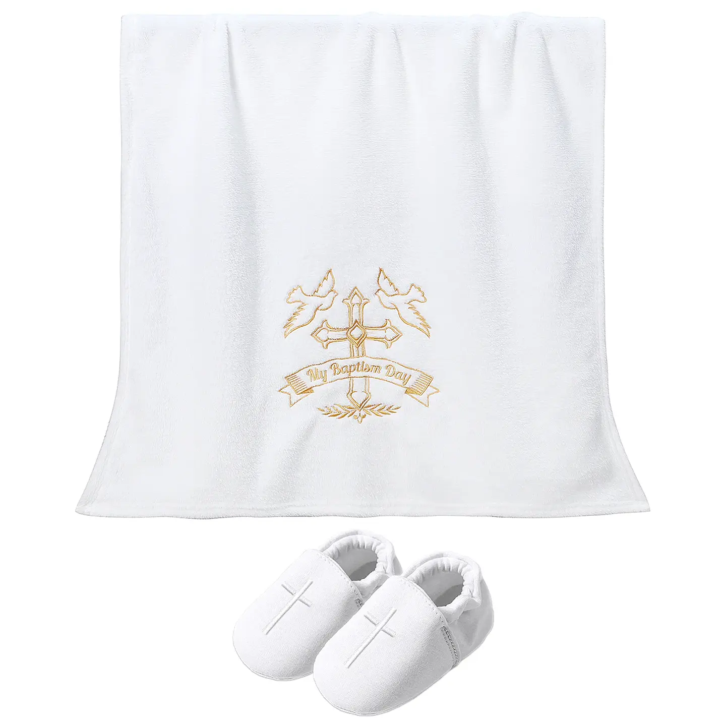 Embroidered White Baptism Blanket – Christening Gift 10