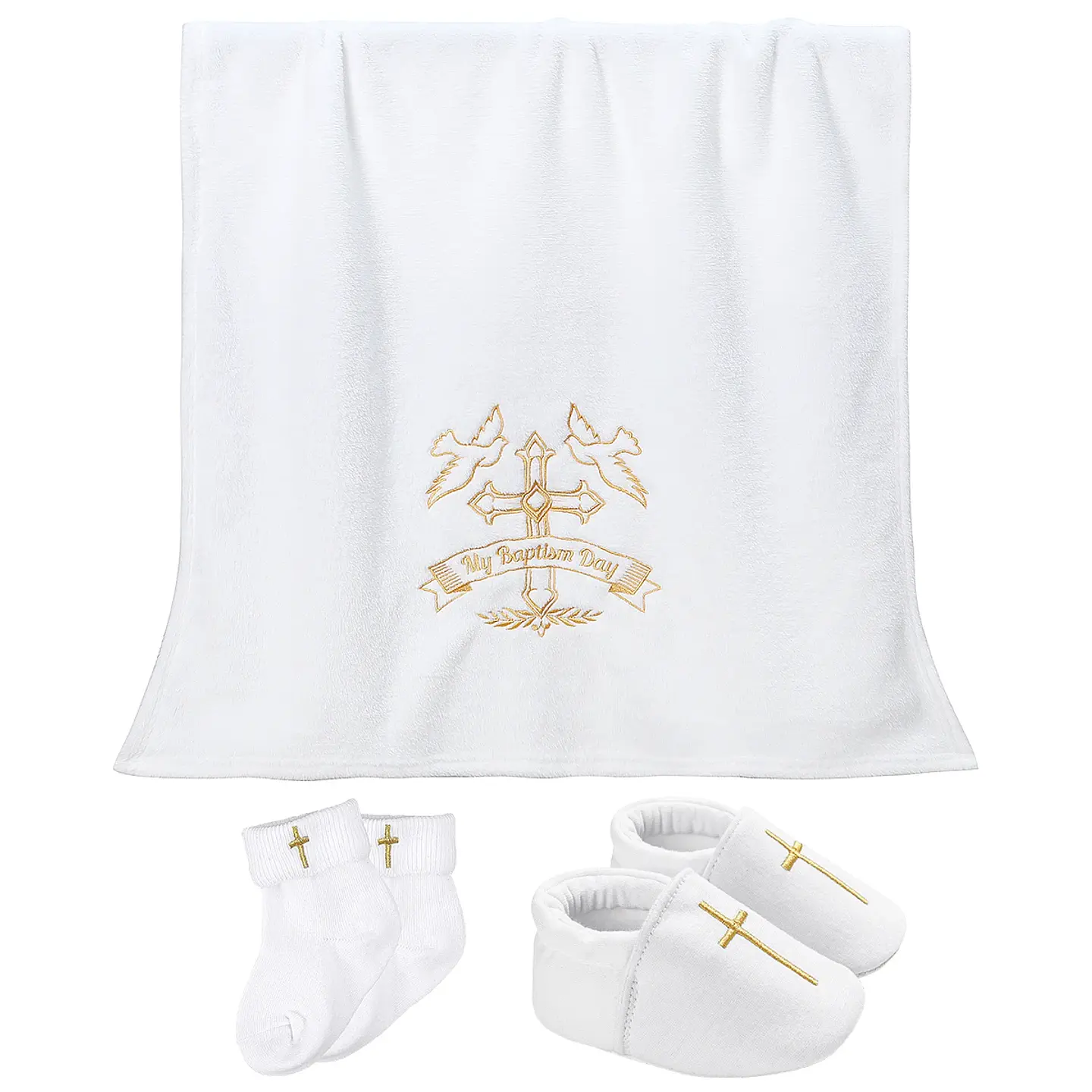 Embroidered White Baptism Blanket – Christening Gift 11