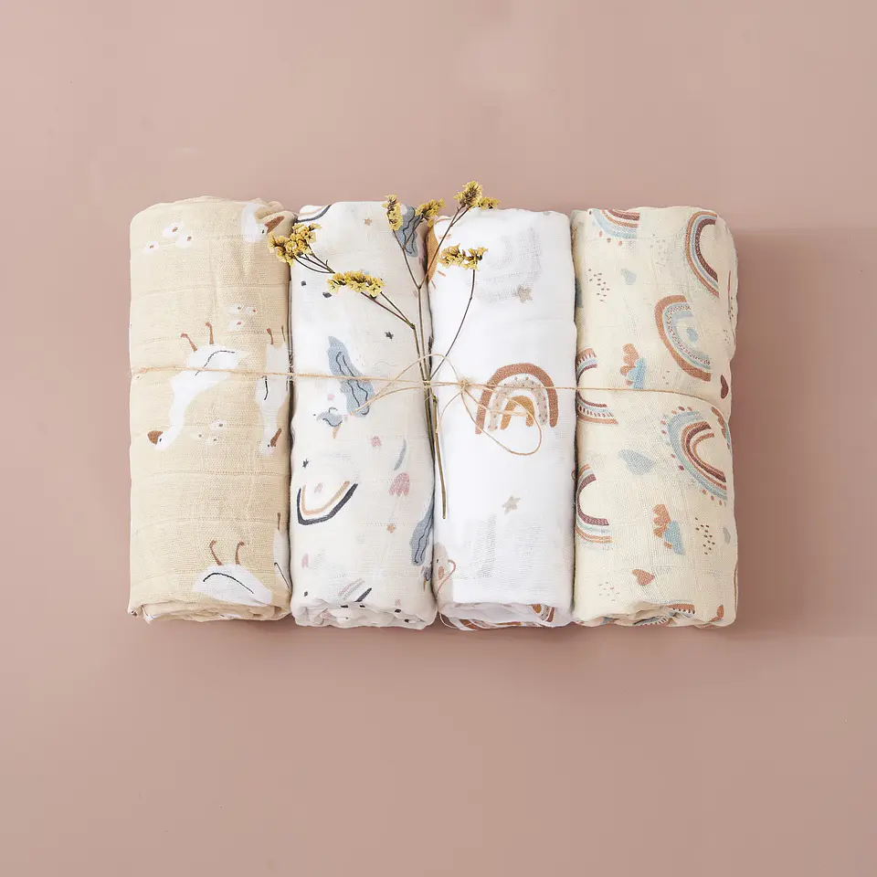 Muslin Swaddle Blanket Gift Set – 4 Pieces 9