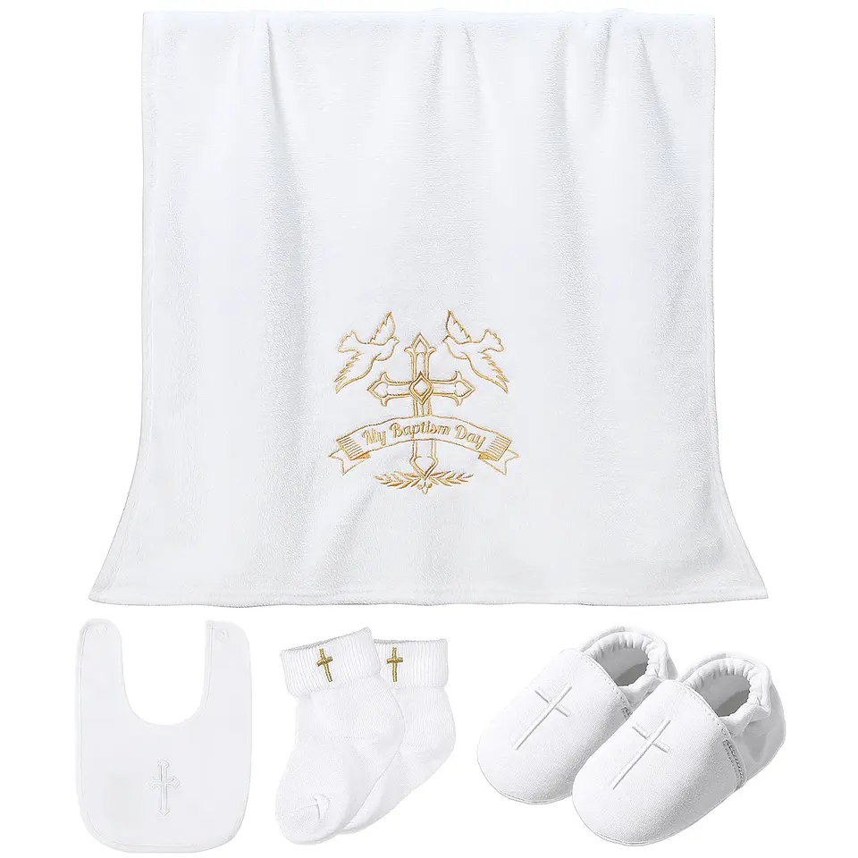 Embroidered White Baptism Blanket – Christening Gift 12