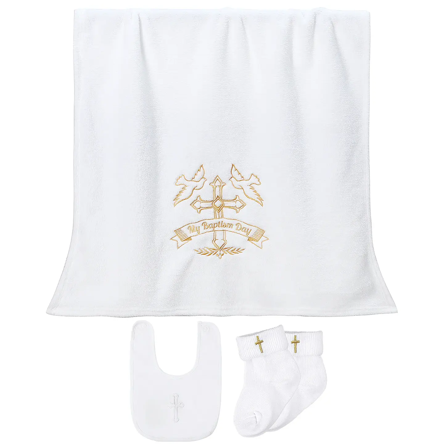 Embroidered White Baptism Blanket – Christening Gift 13