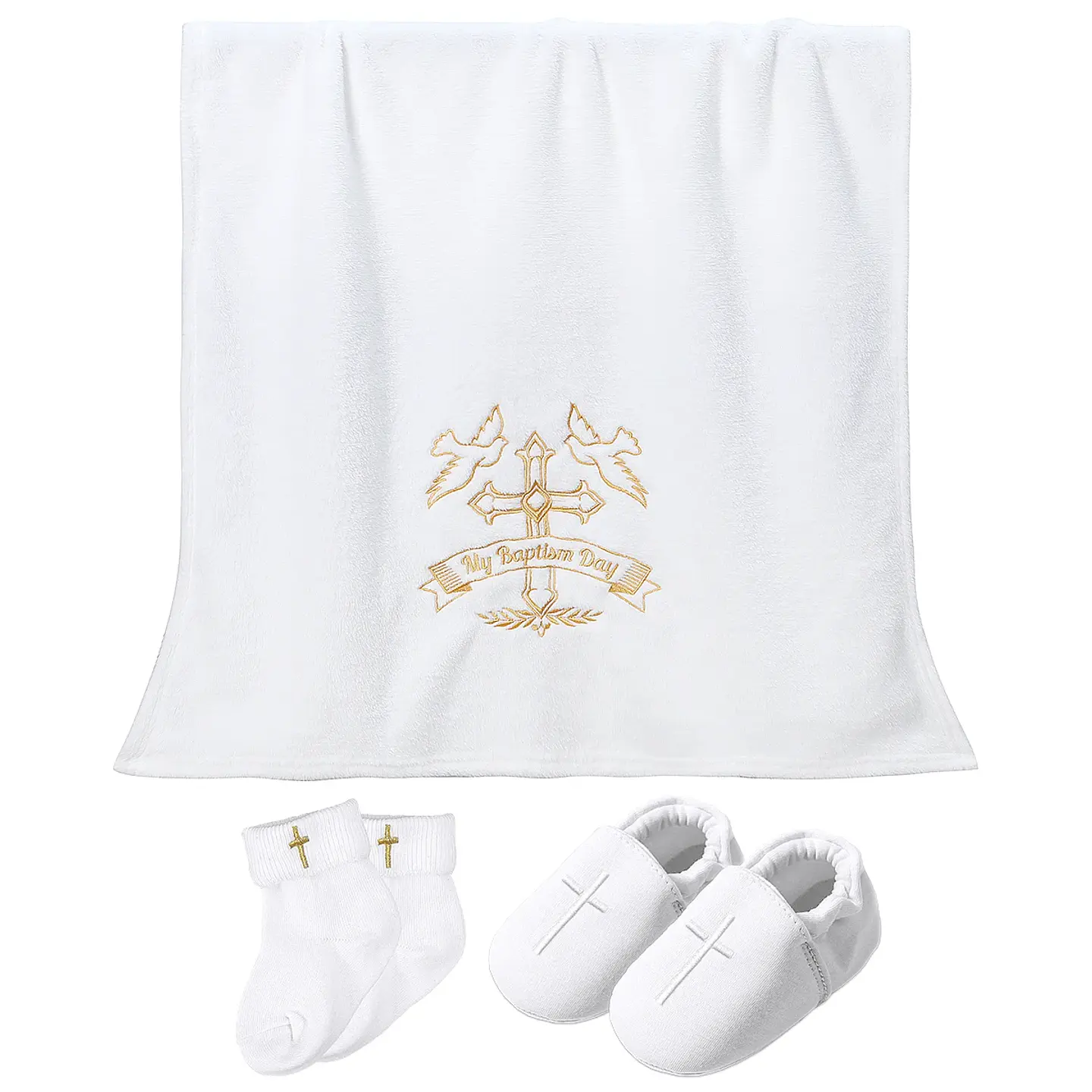 Embroidered White Baptism Blanket – Christening Gift 14
