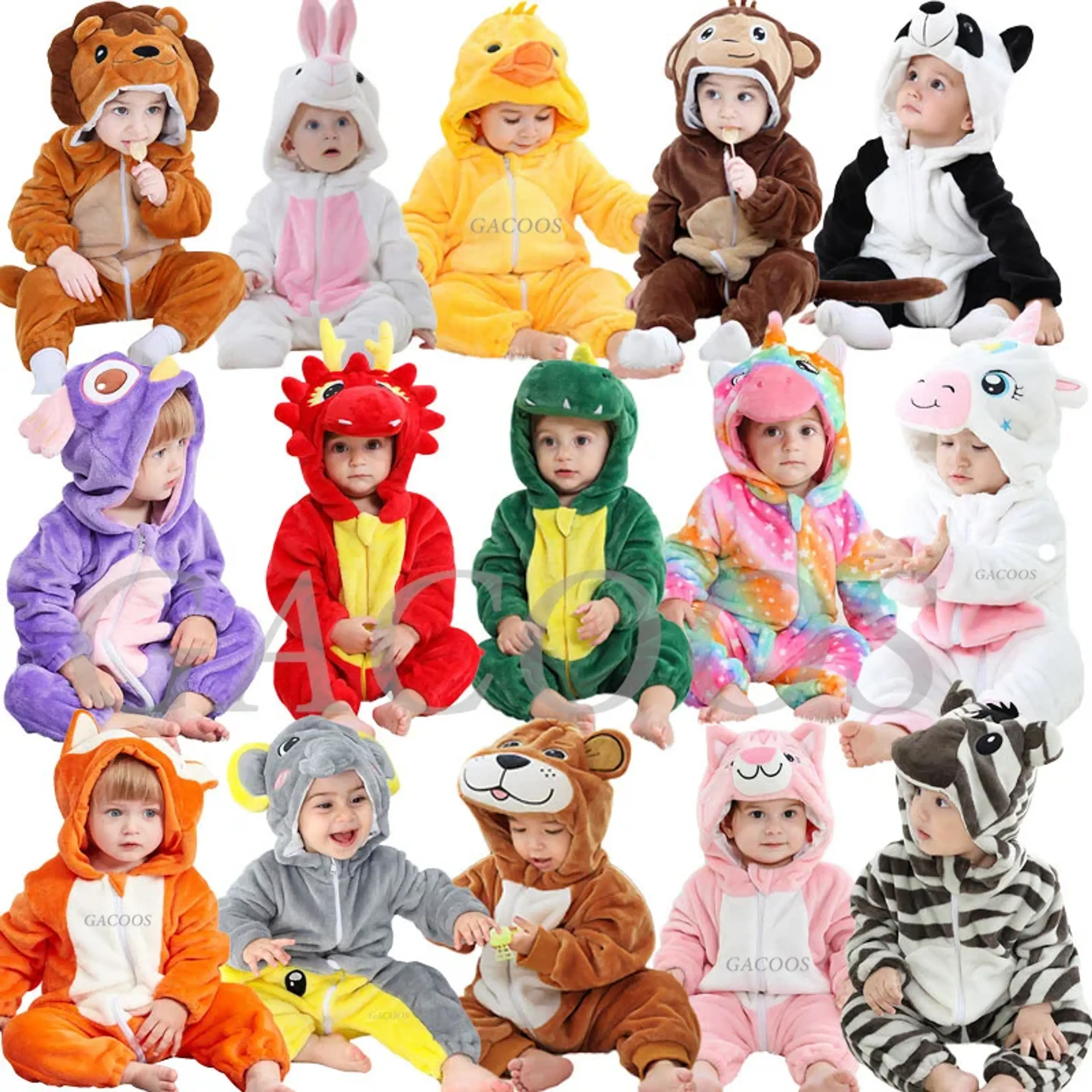 Cartoon Flannel Baby Romper – Animal Jumpsuit Costume 1