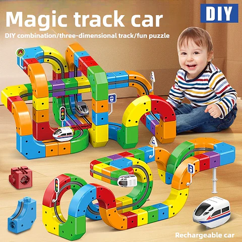 Magic Track Train Set – Magnetic Rail Building Blocks