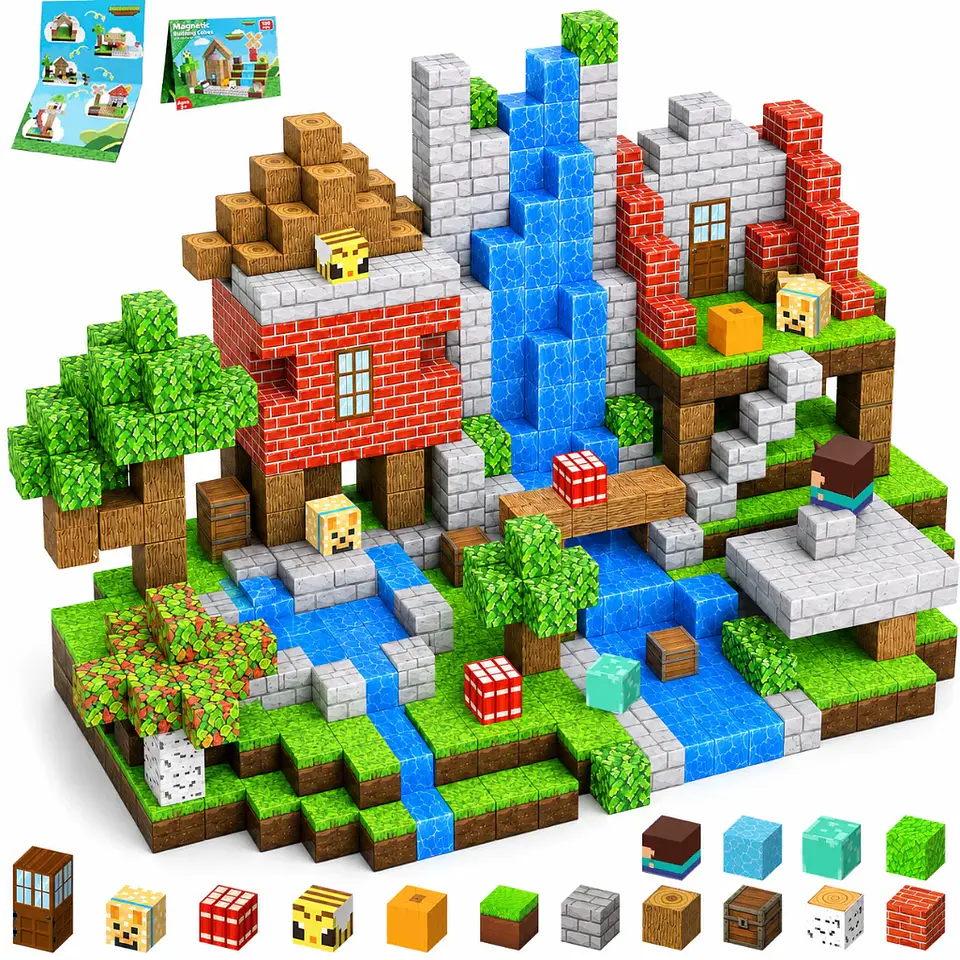 Magnetic Building Blocks – Forest Cabin Theme 1