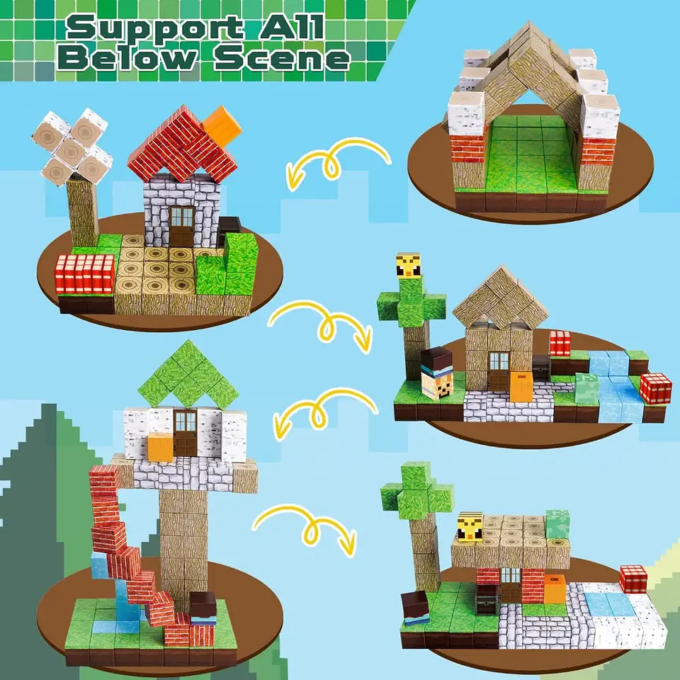 Magnetic Building Blocks – Forest Cabin Theme 2