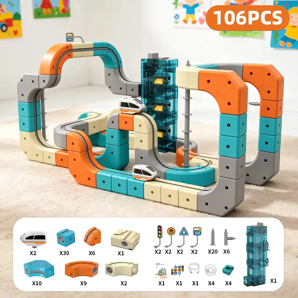 Magic Track Train Set – Magnetic Rail Building Blocks 9