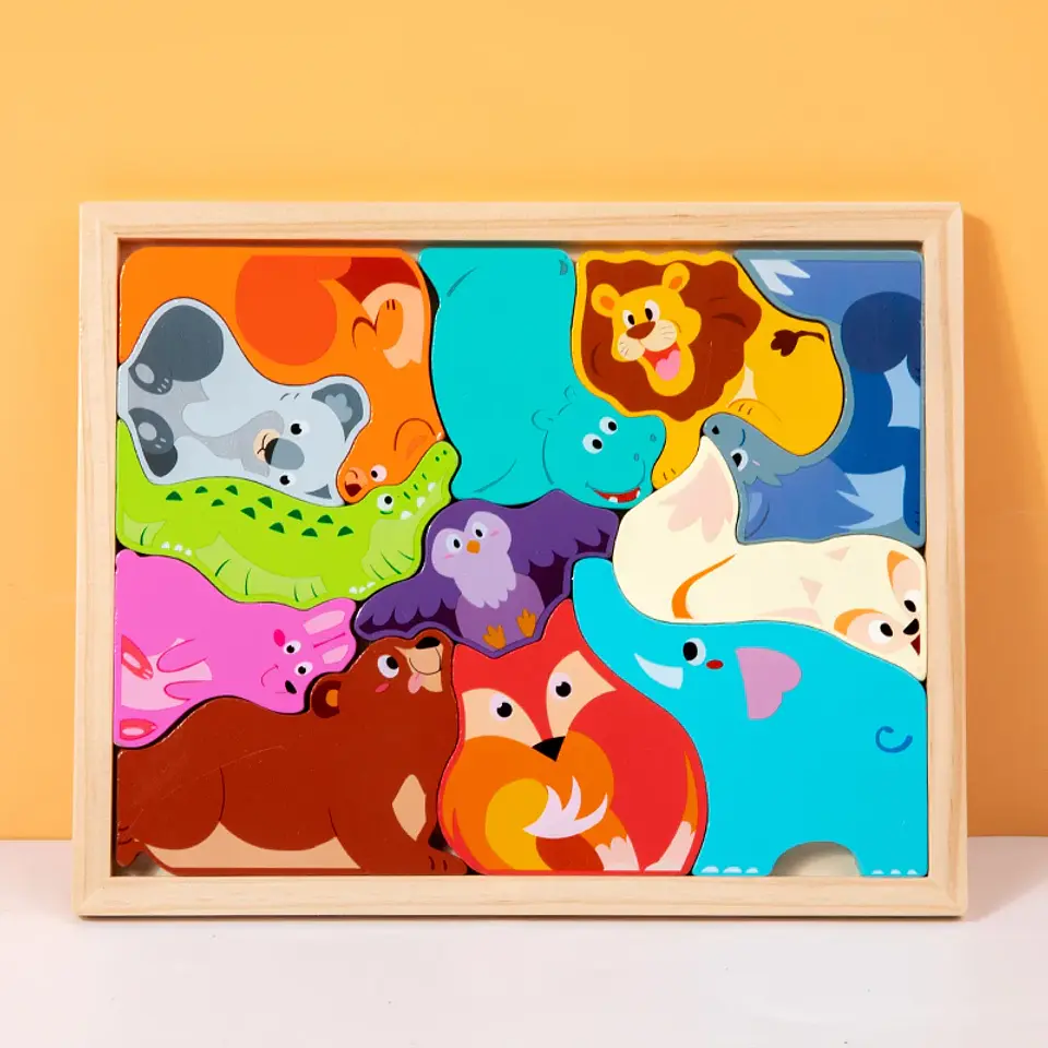 3D Wooden Jigsaw Puzzle – Cartoon Animal Board 10