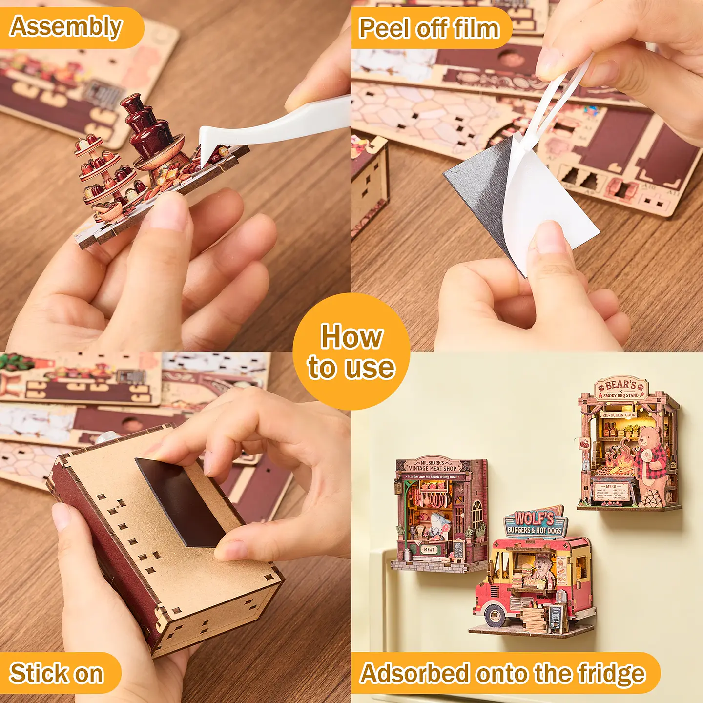 DIY Fridge Magnet Set – Miniature Shop with LED 2