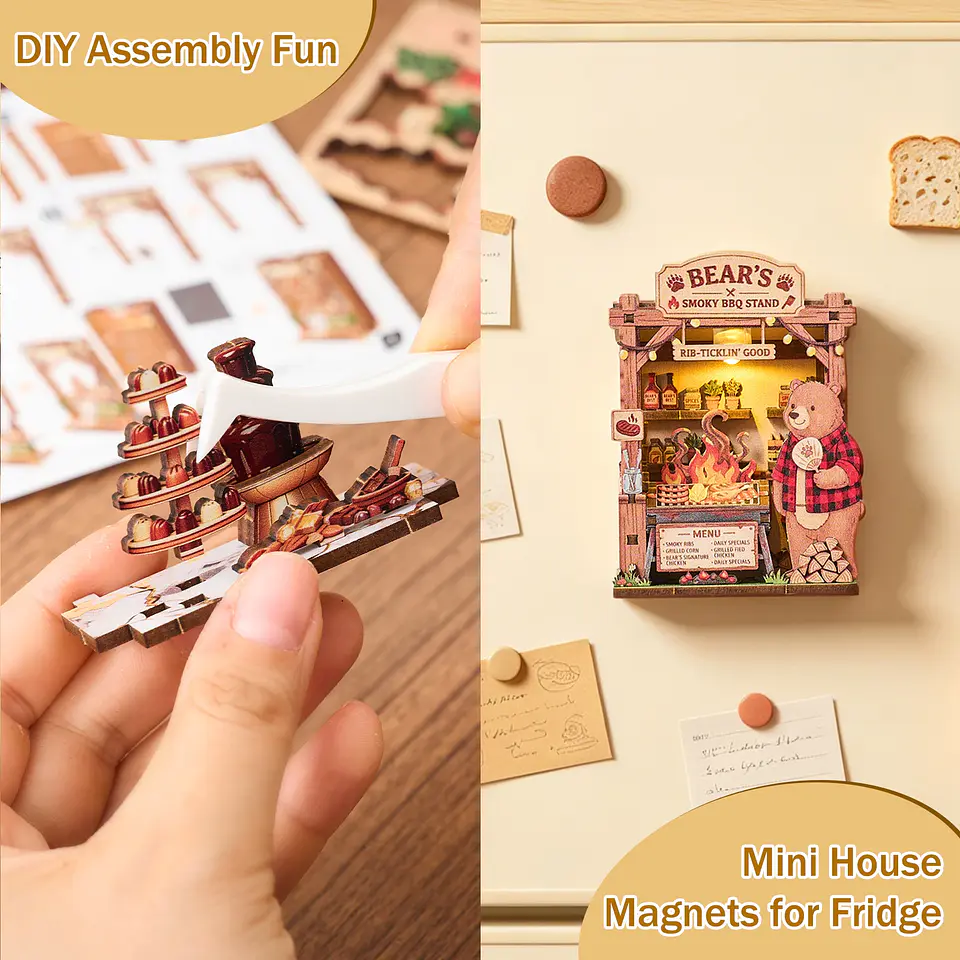 DIY Fridge Magnet Set – Miniature Shop with LED 4