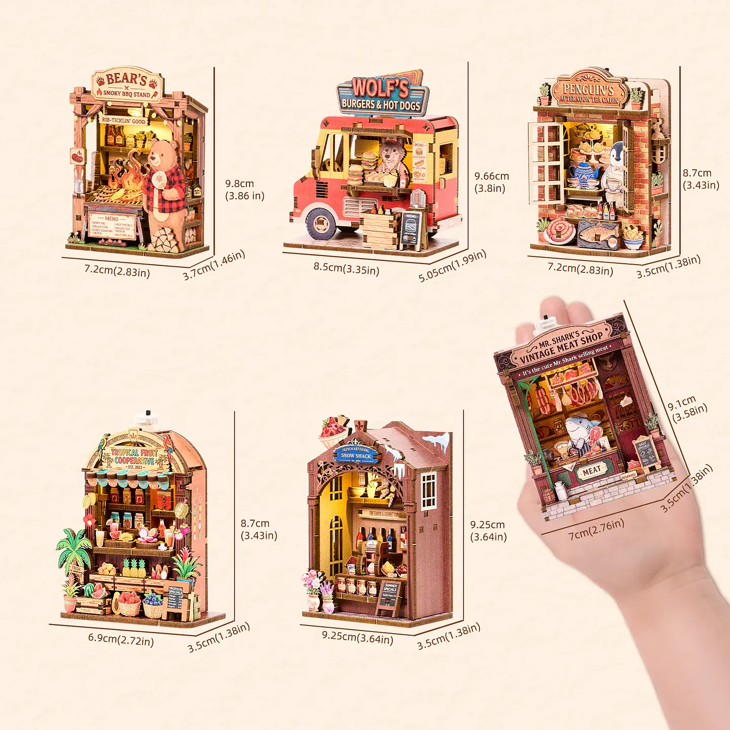 DIY Fridge Magnet Set – Miniature Shop with LED 6