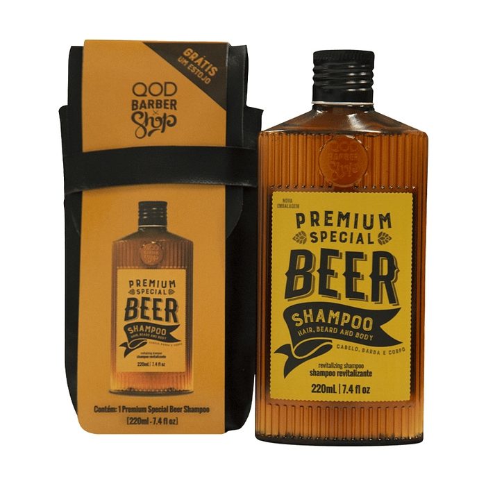 Kit Special Premium Beer Shampoo 220ml + Free Case - QOD Barber Shop 1