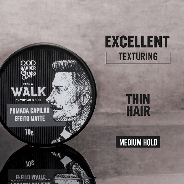Walk Hair Pomade 70g - Medium Hold- Matte Effect - QOD Barber Shop 3