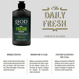Daily Fresh Shampoo 220ml - For Greasy Hair - QOD Barber Shop