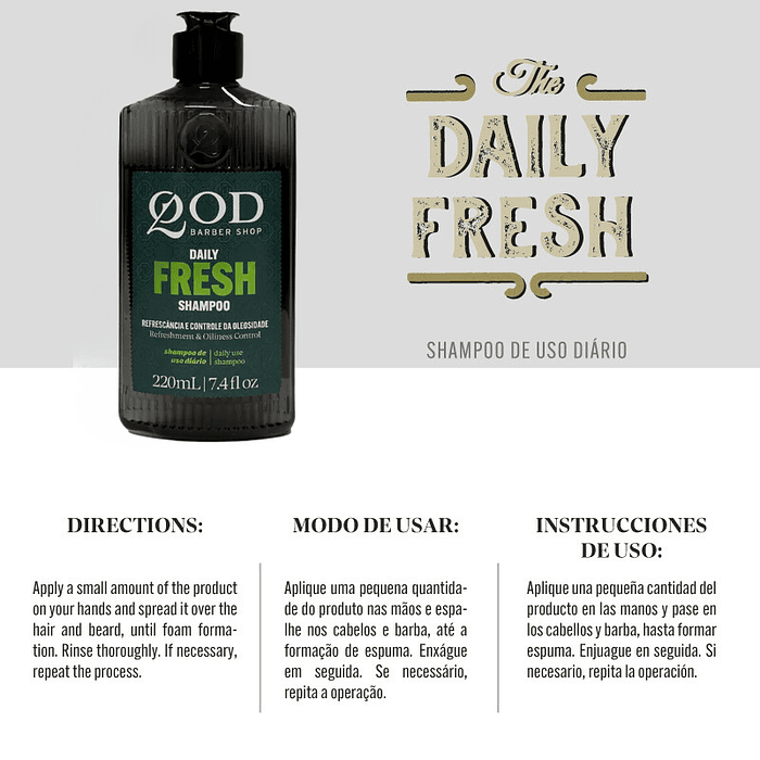 Daily Fresh Shampoo 220ml - For Greasy Hair - QOD Barber Shop 2