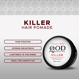 Killer Hair Pomade 70g - Strong Hold - Shine Effect - QOD Barber Shop