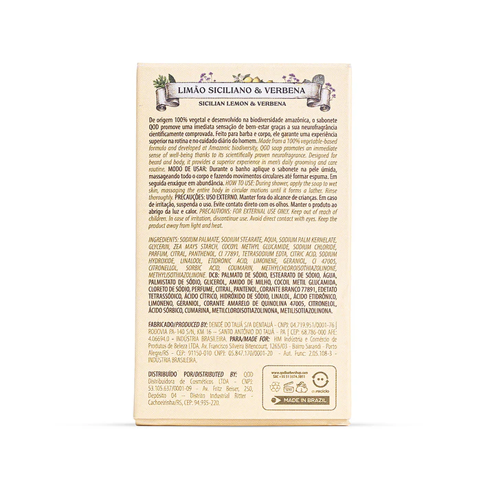 QOD Barber Shop - Beard & Body Soap with Neuro-fragrance 17 Sicilian Lemon & Verbena - 100g 3