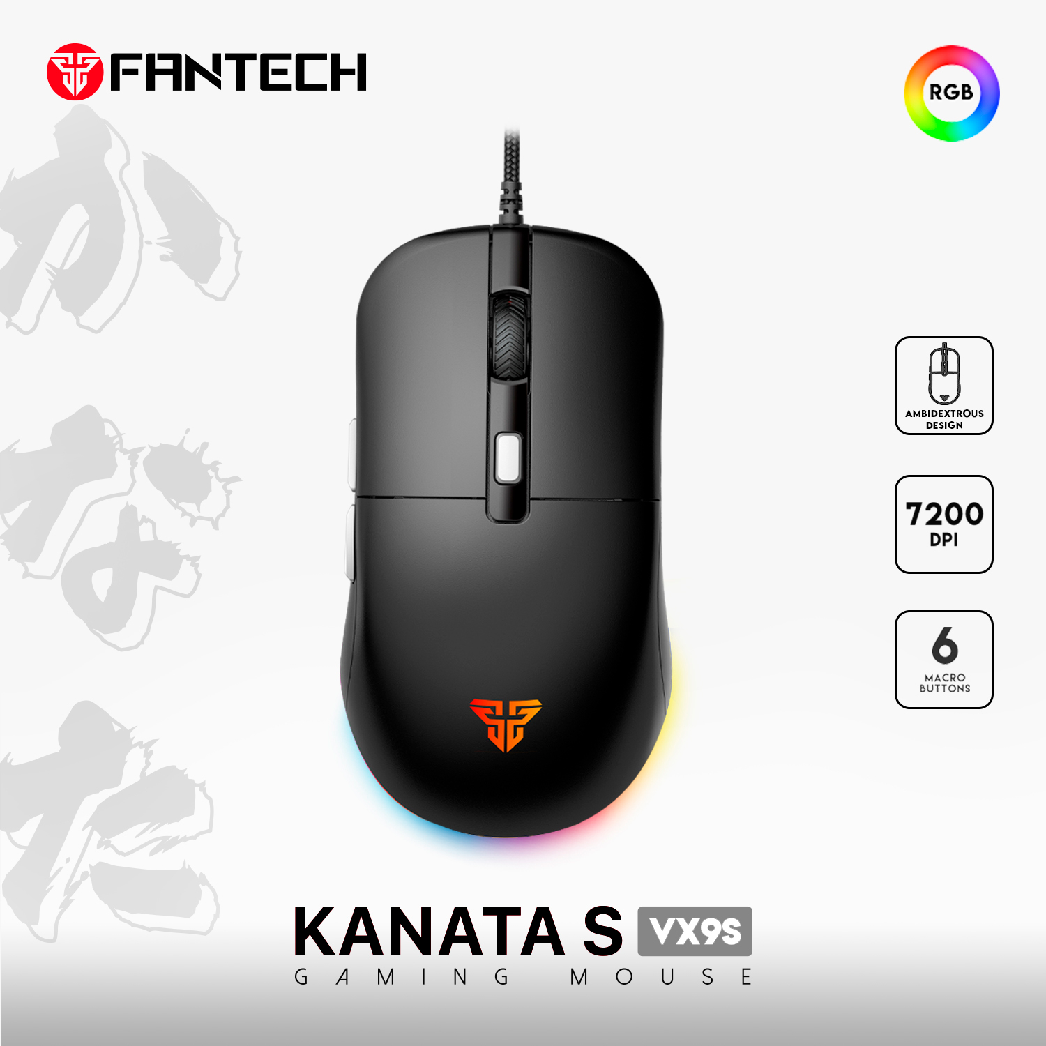 VX9s KANATA S Black Gaming Mouse 7.200 DPI 8