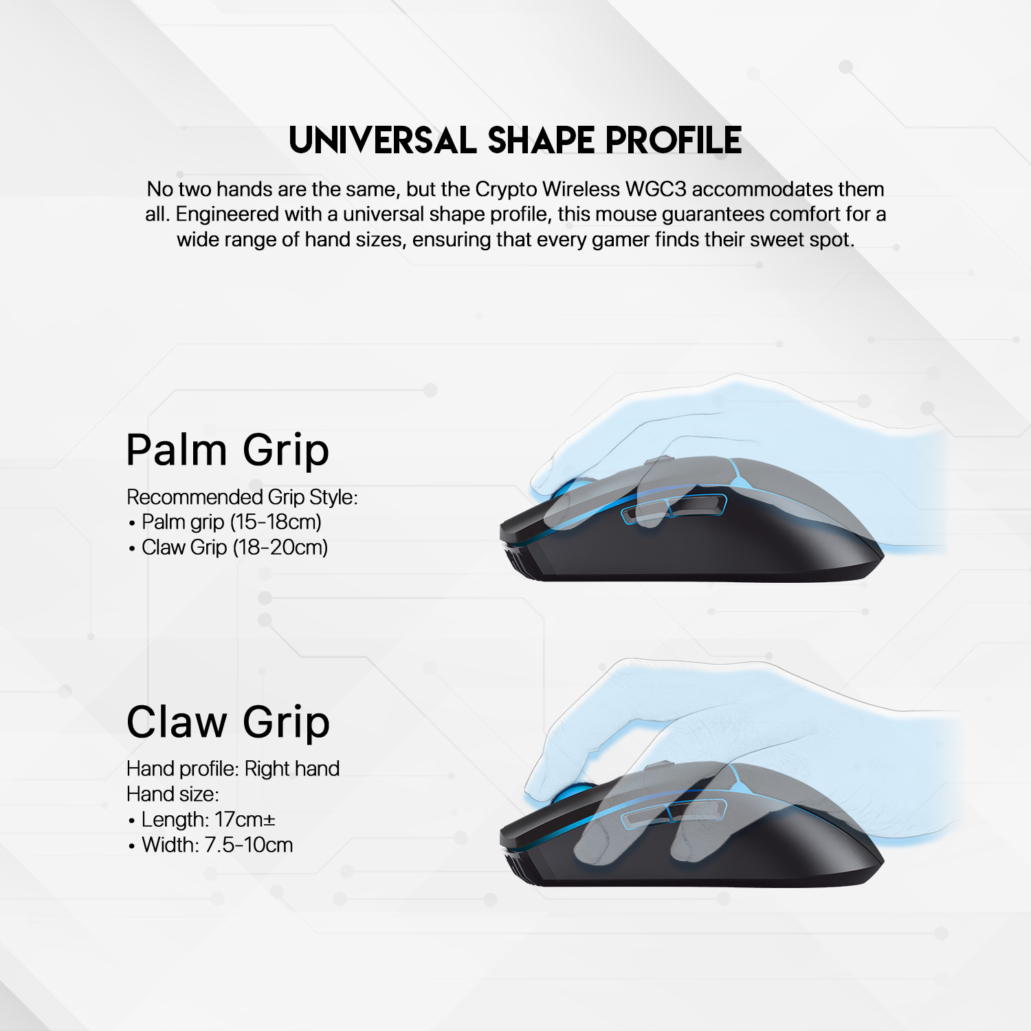 WGC3 CRYPTO Black Gaming Mouse Inalámbrico 10.000 DPI 5