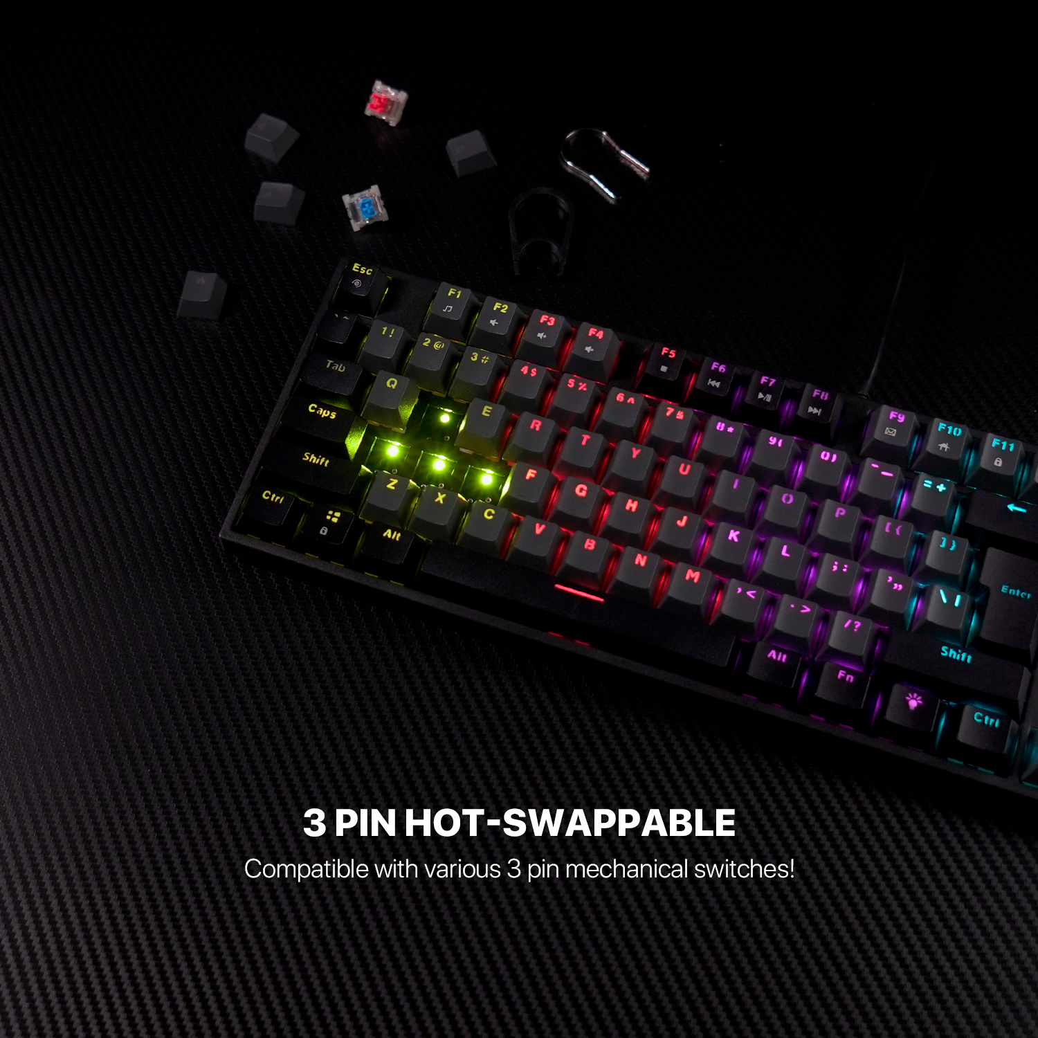 ATOM104 RGB USA MK886V2 Black Teclado Mecánico 100% 4