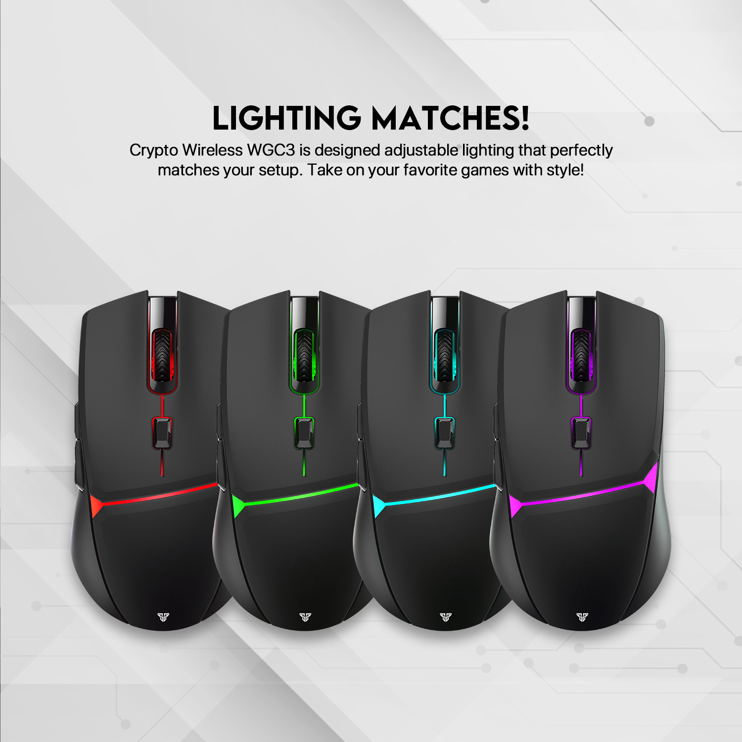 WGC3 CRYPTO Black Gaming Mouse Inalámbrico 10.000 DPI 8